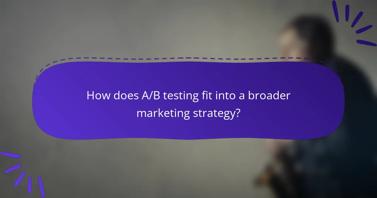 How does A/B testing fit into a broader marketing strategy?