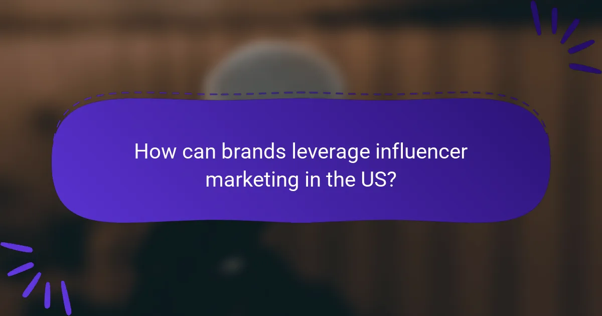 How can brands leverage influencer marketing in the US?