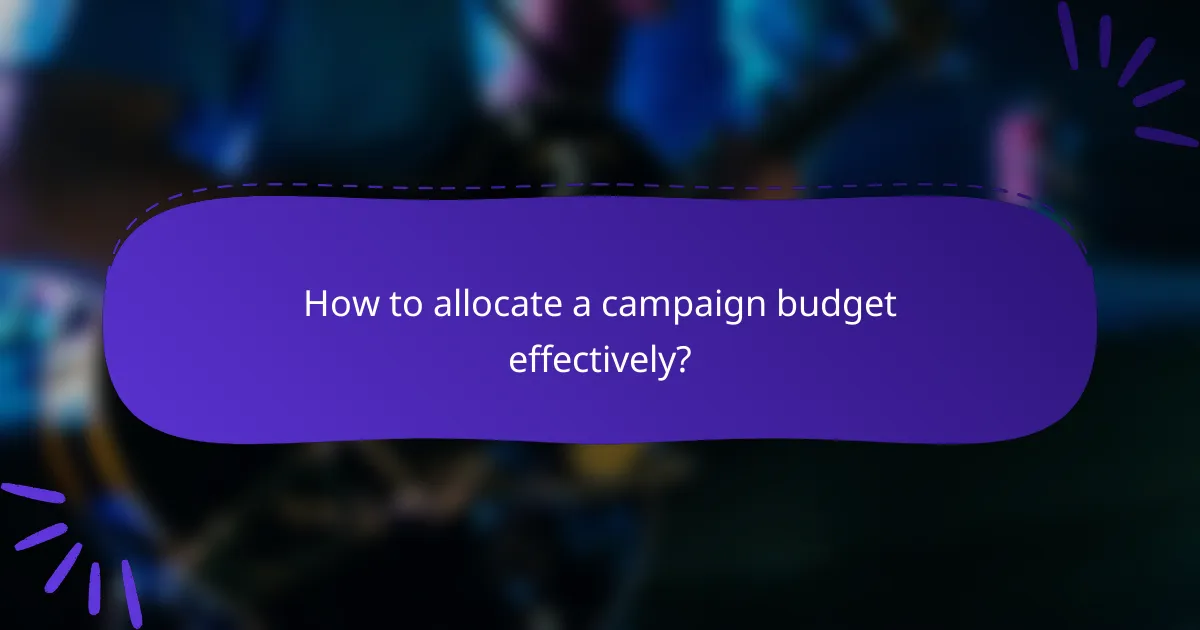 How to allocate a campaign budget effectively?