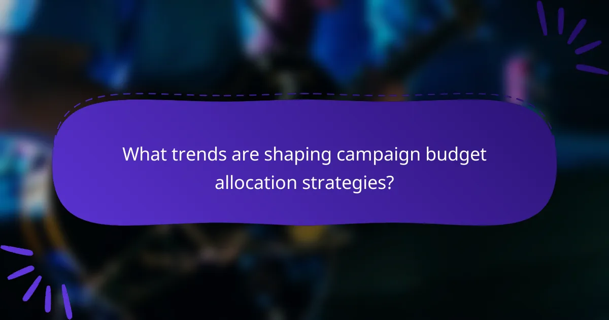 What trends are shaping campaign budget allocation strategies?